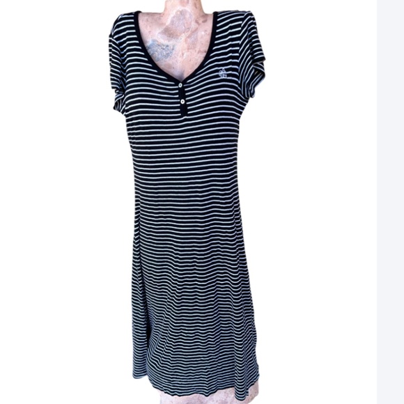 Forgiving Black & White Stripe Long Maxi Dress - Picture 7 of 10